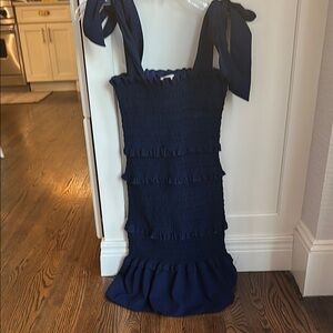 Navy Tiered Ruffle Dress